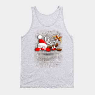 Funny Christmas Santa and Reindeer Cartoon Tank Top